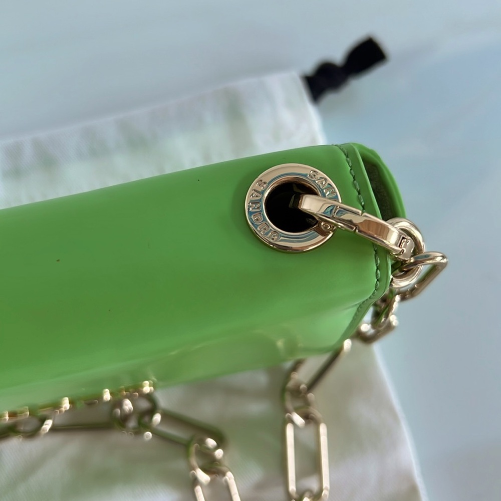 NWT $360 SANDRO totemo shoulder bag LIME GREEN with gold chain +zip coin purse - Picture 12 of 13